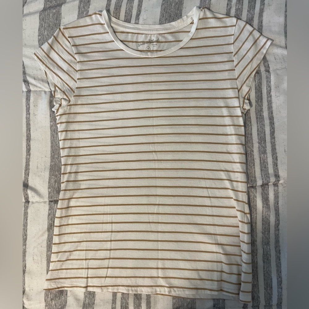 Ladies M white and brown striped top